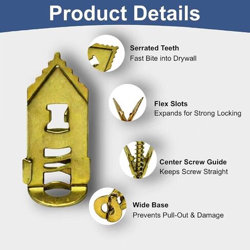 120PCS Self Drilling Drywall Anchors with Screws Kit, Zinc Plated Steel Drywall Grip Anchors, No Pre Drill or Holes in Wall, Zinc Expansion Screws for Shelves, Mirrors, Curtain Rods, Picture Frames in Saudi Arabia