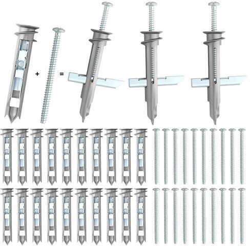 Frienda Self-Drilling Toggle Drywall Anchors and Screws Kit 25 Pack Heavy Duty Metal Anchors with #8 x 2-1/8 Inch Zinc Screws, Holds up to 100 Lbs, Drywall Toggle Bolts for Hollow Walls, Hanging in Saudi Arabia