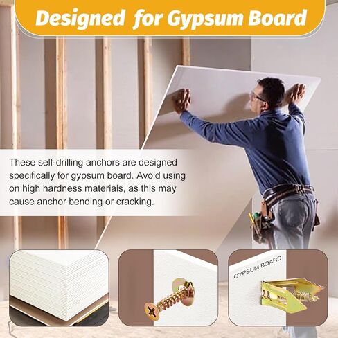 170 قطعة من مثبتات الحوائط الجافة ذاتية الحفر مع براغي من Kadrick، مرساة حائط فولاذية صلبة مطلية بالكهرباء باللون الأسود، مرساة حائط مجوفة غير قابلة للثقب لديكور المنزل الحديث والتركيبات المرئية in Kuwait