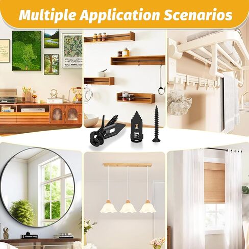 170 قطعة من مثبتات الحوائط الجافة ذاتية الحفر مع براغي من Kadrick، مرساة حائط فولاذية صلبة مطلية بالكهرباء باللون الأسود، مرساة حائط مجوفة غير قابلة للثقب لديكور المنزل الحديث والتركيبات المرئية in Kuwait