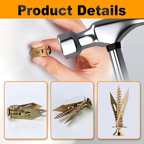 50 Set Self Drilling Drywall Anchors and Screws,Dry Wall Anchors Heavy Duty,Screws and Anchors Repair Tools for Wet and Drywall Fixing Picture,Furniture,Flags,Outdoor Decor-1.18inch in Saudi Arabia