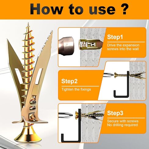 50 Set Self Drilling Drywall Anchors and Screws,Dry Wall Anchors Heavy Duty,Screws and Anchors Repair Tools for Wet and Drywall Fixing Picture,Furniture,Flags,Outdoor Decor-1.18inch in Saudi Arabia