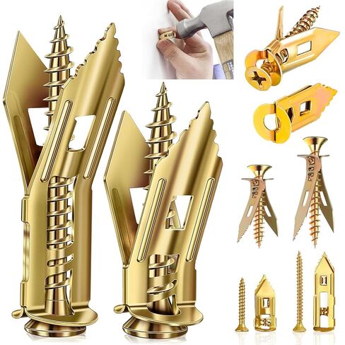 160Pcs Self Drilling Drywall Anchors with Screws Kit,Zinc Plated Steel,2 Sizes Expansion Screws and 2 Sizes Wall Anchors.No Drill Hole Needed for Mounting TV,Shelf,Mirror,Cabinet,Picture Frames in Kuwait