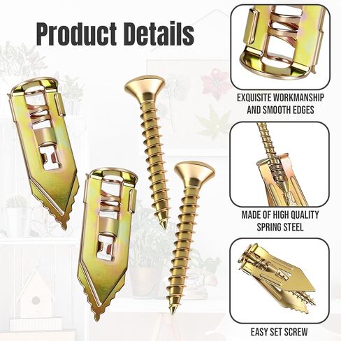 90PCS Self Drilling Drywall Anchors with Screws Kit, Zinc Plated Steel Wall Anchors and Self Tapping Screws Heavy Duty, No Drill Or Holes in Wall in Saudi Arabia