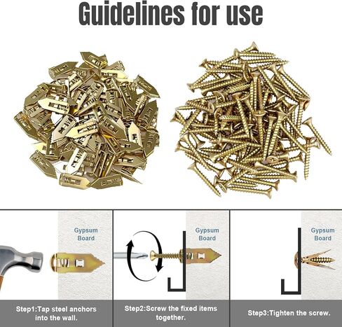 90PCS Self Drilling Drywall Anchors with Screws Kit, Zinc Plated Steel Wall Anchors and Self Tapping Screws Heavy Duty, No Drill Or Holes in Wall in Saudi Arabia