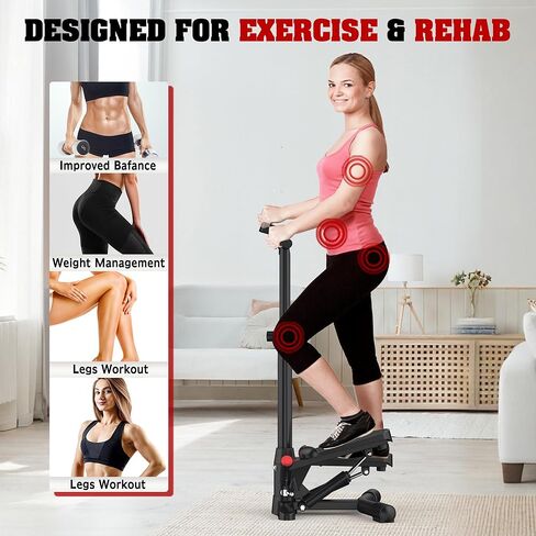 أداة ستيبر للتمرين في المنزل، أداة ستيبر صغيرة مع مقود وأشرطة مقاومة، آلة تمرين ستاير ستاير، معدات تمارين القلب لكامل الجسم، حركة ملتوية اختيارية، دواسات غير قابلة للانزلاق - أقصى وزن 330 رطل in Kuwait