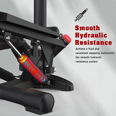 أداة ستيبر للتمرين في المنزل، أداة ستيبر صغيرة مع مقود وأشرطة مقاومة، آلة تمرين ستاير ستاير، معدات تمارين القلب لكامل الجسم، حركة ملتوية اختيارية، دواسات غير قابلة للانزلاق - أقصى وزن 330 رطل in Kuwait