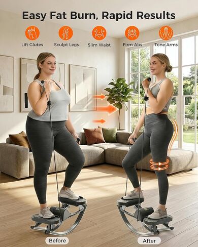 جهاز روك ستيبر 2.0 مطور للتمرين في المنزل، جهاز تمرين هزاز من الجانب إلى الجانب، آلة تمرين منخفضة التأثير صديقة للركبة مع أشرطة مقاومة، شاشة LCD وسعة 330 رطل، تمرين كامل الجسم in Kuwait