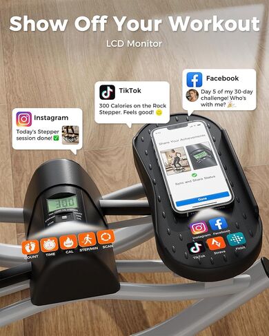 جهاز روك ستيبر 2.0 مطور للتمرين في المنزل، جهاز تمرين هزاز من الجانب إلى الجانب، آلة تمرين منخفضة التأثير صديقة للركبة مع أشرطة مقاومة، شاشة LCD وسعة 330 رطل، تمرين كامل الجسم in Kuwait