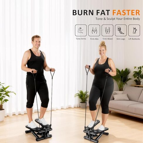 NEWBULIG Mini Stepper للتمرين في المنزل، جهاز خطوة للدرج للياقة البدنية في الأماكن المغلقة، جهاز محمول لصالة الألعاب الرياضية المنزلية لتمرين الجسم بالكامل بسعة وزن 300 رطل in Kuwait