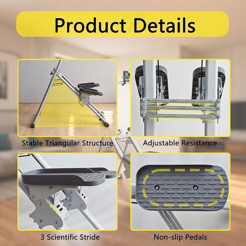 Stair Stepper, Vertical Climber for Home Gym, Compact Folding Full-Body Cardio Machine with Extended Step Range, Adjustable Handlebar & Pedals, Suitable for Women & Men in Kuwait