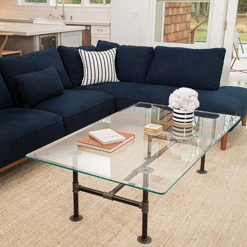 Spancraft 24" x 44" Rectangle Tempered Glass Table Top 3/8" Thick Flat Polish Edge and Touch Corners in Kuwait