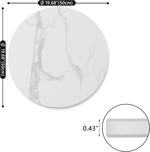 19.6" White Round Sintered Stone Table Top - DIY Table Replacement Cover, Marble Texture, Heat & Scratch Resistant for Indoor/Outdoor Restaurant Tables, Desks in Kuwait