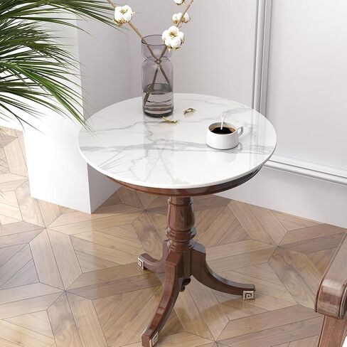 19.6" White Round Sintered Stone Table Top - DIY Table Replacement Cover, Marble Texture, Heat & Scratch Resistant for Indoor/Outdoor Restaurant Tables, Desks in Kuwait