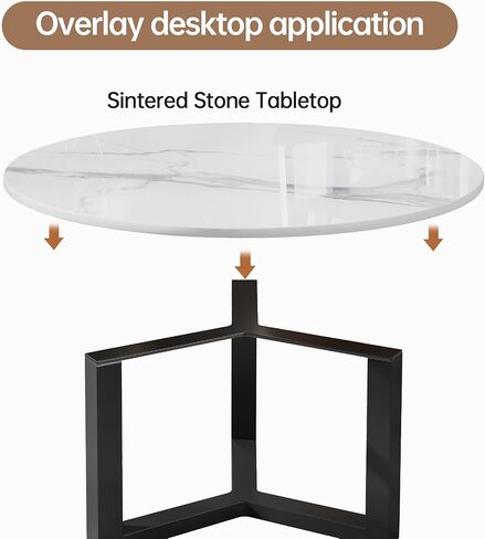 19.6" White Round Sintered Stone Table Top - DIY Table Replacement Cover, Marble Texture, Heat & Scratch Resistant for Indoor/Outdoor Restaurant Tables, Desks in Kuwait