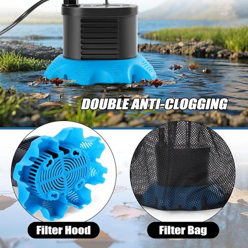 مضخة غطاء حمام السباحة، مضخات غطاء حمام السباحة 850 جيجا في الساعة فوق الأرض مع 4 محولات خرطوم، خرطوم تصريف 23 قدمًا، سلك طاقة 25 قدمًا، مضخة مياه لتصريف أغطية حمام السباحة، والبرك (أزرق داكن) in Kuwait