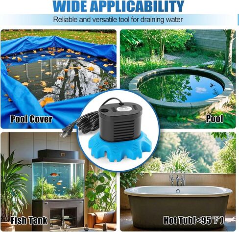 مضخة غطاء حمام السباحة، مضخات غطاء حمام السباحة 850 جيجا في الساعة فوق الأرض مع 4 محولات خرطوم، خرطوم تصريف 23 قدمًا، سلك طاقة 25 قدمًا، مضخة مياه لتصريف أغطية حمام السباحة، والبرك (أزرق داكن) in Kuwait