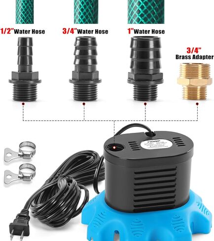 مضخة غطاء حمام السباحة، مضخات غطاء حمام السباحة 850 جيجا في الساعة فوق الأرض مع 4 محولات خرطوم، خرطوم تصريف 23 قدمًا، سلك طاقة 25 قدمًا، مضخة مياه لتصريف أغطية حمام السباحة، والبرك (أزرق داكن) in Kuwait