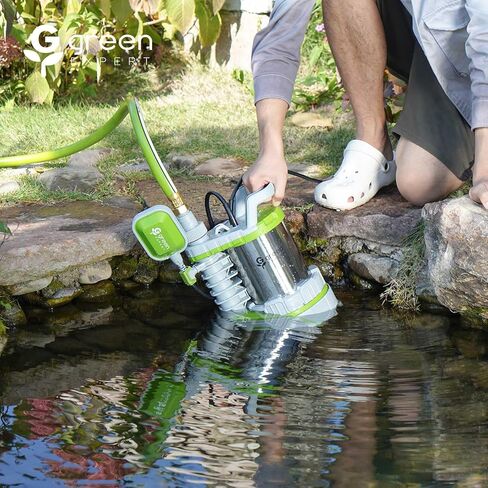 Green Expert Submersible Sump Pump, 1.5HP 5500GPH Effluent/Sewage Pump for Dirty Water, Auto/Manual Tethered Float, Adjustable Intake Base, 25ft Cord, Solids up to 0.8in, Basement Pit Drainage in Kuwait
