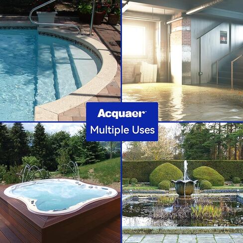 مضخة مستنقع أوتوماتيكية من Acquaer، مضخة مياه غاطسة مع محول صمام فحص خرطوم الحديقة 3/4 بوصة، مضخة نقل المرافق البلاستيكية الحرارية لتصريف حوض السباحة في الطابق السفلي المغمورة، سلك 1/2 HP 2450GPH بطول 19 قدم in Kuwait