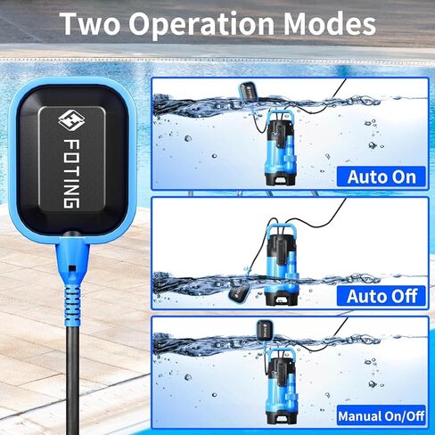 مضخة مستنقع FOTING 3/4HP، مضخة مياه غاطسة عالية التدفق نظيفة وقذرة 4300GPH مع مفتاح تعويم، مضخة فائدة كهربائية محمولة بالحرارة لتصريف حوض السباحة وحوض الاستحمام الساخن والحديقة في الطابق السفلي in Kuwait