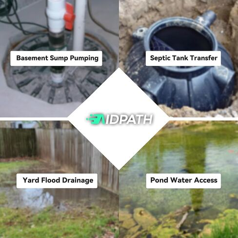 1 HP Sewage Grinder Pump, Submersible Effluent Pump with Float Switch, 115V, 2" NPT for Basement Sump Basin, Sewage Well, Septic Tank ＆ Trash, 52.5 Ft Max Head for Greater Distances & Heights in Saudi Arabia