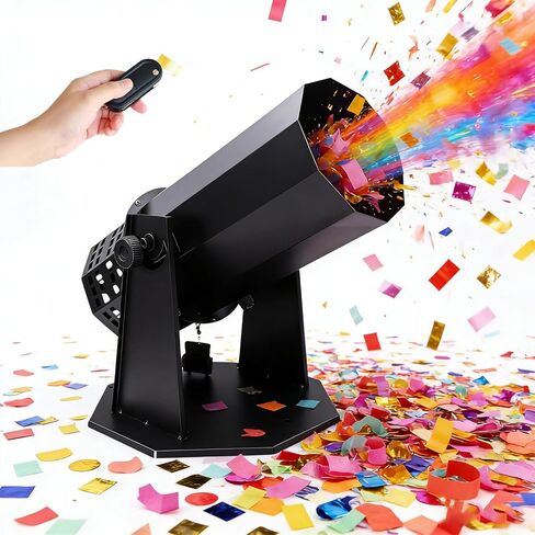 Electric Confetti Cannon, Confetti Gun with Wireless Remote and Moving Head, 8-10 Meters Blowing Height for Special Event, Parties, Club, Wedding, Concerts (Machine) in Kuwait