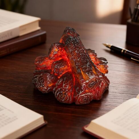 Led Charcoal Flame Lamp, Flameless Fireplace Lights, Simulation Effect, Battery Operated, Modern Decor, 5.5 X 4.7 X 3.7 in in Saudi Arabia