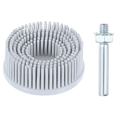 HARFINGTON Bristle Disc 2" 120 Grit R-Type Abrasive Brush Coarse Bristle Disc Deburring Electric Disc Brush Attachment with 1/4" Round Shank Abrasive Coating Removal Disc for Metal, Gray in Saudi Arabia