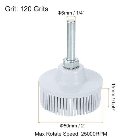 HARFINGTON Bristle Disc 2" 120 Grit R-Type Abrasive Brush Coarse Bristle Disc Deburring Electric Disc Brush Attachment with 1/4" Round Shank Abrasive Coating Removal Disc for Metal, Gray in Saudi Arabia