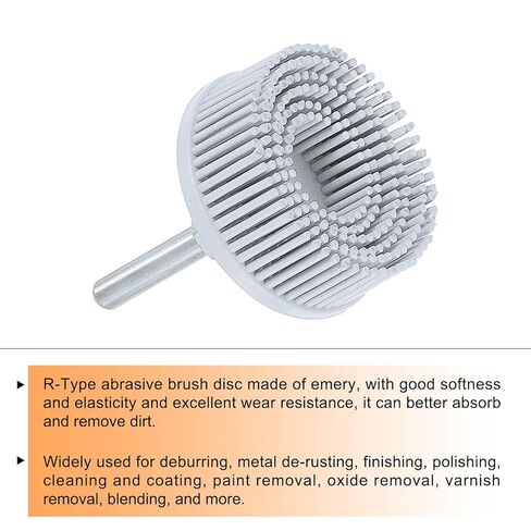 HARFINGTON Bristle Disc 2" 120 Grit R-Type Abrasive Brush Coarse Bristle Disc Deburring Electric Disc Brush Attachment with 1/4" Round Shank Abrasive Coating Removal Disc for Metal, Gray in Saudi Arabia