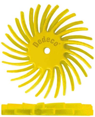 Dedeco Sunburst Radial Bristle Discs 12-Pack - 7/8" Curved Dual Discs - Yellow 80 Grit (Coarse) - Aluminum Oxide for Polishing & Finishing in Saudi Arabia