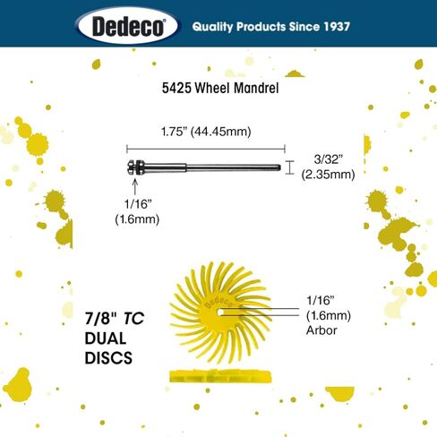 Dedeco Sunburst Radial Bristle Discs 12-Pack - 7/8" Curved Dual Discs - Yellow 80 Grit (Coarse) - Aluminum Oxide for Polishing & Finishing in Saudi Arabia