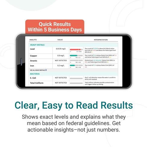 اختبار الماء تمكينDX Pro Plus | الكل مياه الشرب | تم اختبار أكثر من 125 معلمة مثل الرصاص والمعادن الثقيلة والمواد الكيميائية والبكتيريا | أدوات منزلية | معتمد من وكالة حماية البيئة (EPA) وNELAP | النتائج في 5 أيام in Kuwait