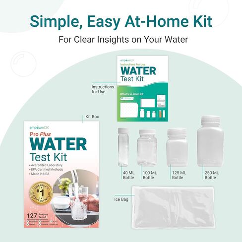 اختبار الماء تمكينDX Pro Plus | الكل مياه الشرب | تم اختبار أكثر من 125 معلمة مثل الرصاص والمعادن الثقيلة والمواد الكيميائية والبكتيريا | أدوات منزلية | معتمد من وكالة حماية البيئة (EPA) وNELAP | النتائج في 5 أيام in Kuwait
