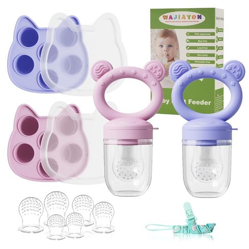 قوالب مصاصة حليب الأم ومغذيات الفاكهة (3 عبوات) ، وحاويات تخزين صينية فريزر واجيونون ، وتغذية مصاصة السيليكون وتيثى للأطفال (أخضر) in Kuwait