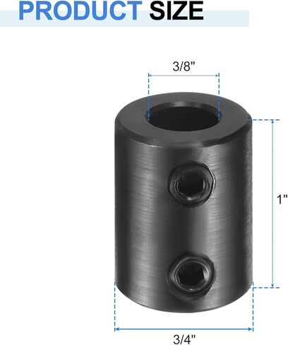 uxcell 2 Pcs Shaft Coupling, 1/2" Bore 1" OD 1-1/2" Length Black Oxide Plated Steel Rigid Coupling with Hex Wrench for 3D Printers Motor Wheel (2 Screws Each Piece) in Kuwait