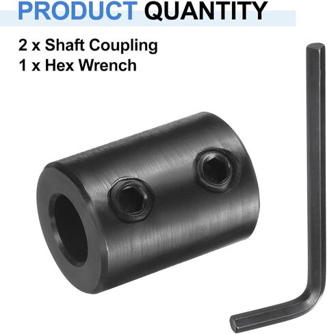 uxcell 2 Pcs Shaft Coupling, 1/2" Bore 1" OD 1-1/2" Length Black Oxide Plated Steel Rigid Coupling with Hex Wrench for 3D Printers Motor Wheel (2 Screws Each Piece) in Kuwait