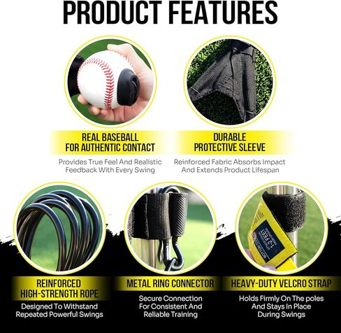 مدرب الضرب المتأرجح المحمول للبيسبول والكرة اللينة، مدرب ضرب ارتفاع الكرة قابل للتعديل مع نظام إعادة الضبط التلقائي للتمرين الفردي، معدات تدريب البيسبول سهلة الإعداد للمبتدئين، اللاعب المتقدم in Kuwait