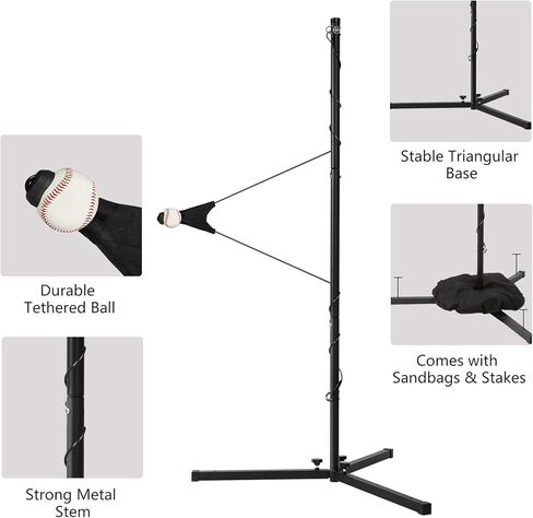 مدرب أرجوحة البيسبول والكرة اللينة، نظام تدريب محمول على الضرب مع ارتفاع قابل للتعديل | الكرة الدوارة، معدات ممارسة الضرب لجميع مستويات المهارة in Kuwait
