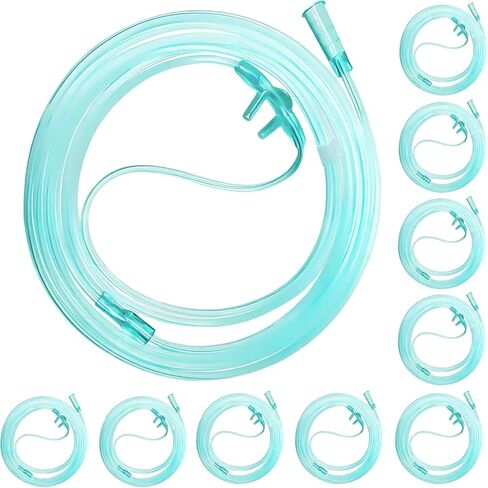 10 Pack 7 Ft Nasal Cannulas for Oxygen, Ultra Soft Adult Oxygen Tubing, High Flow Lightweight Oxygen Hose with Soft Curved Nose Piece for Home & Travel Use in Kuwait