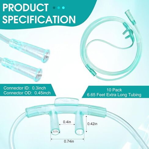 10 Pack 7 Ft Nasal Cannulas for Oxygen, Ultra Soft Adult Oxygen Tubing, High Flow Lightweight Oxygen Hose with Soft Curved Nose Piece for Home & Travel Use in Kuwait