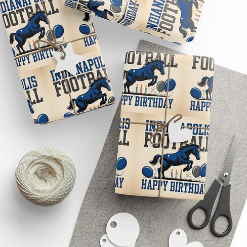Indianapolis Football Happy Birthday Sports Gift Wrap, Holiday Present Wrap, Christmas Gift Wrap, Gift Packaging in Saudi Arabia