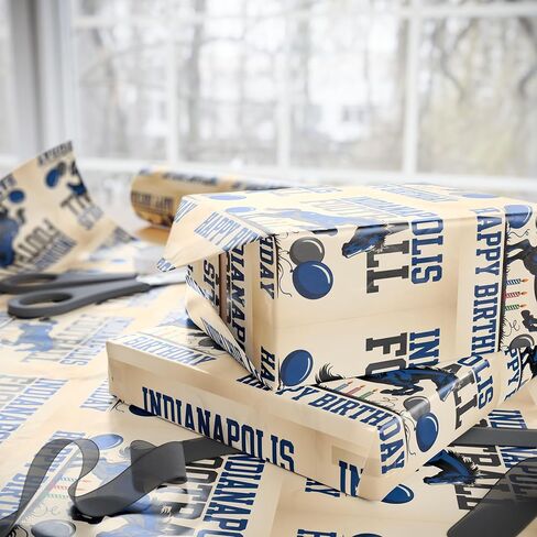 Indianapolis Football Happy Birthday Sports Gift Wrap, Holiday Present Wrap, Christmas Gift Wrap, Gift Packaging in Saudi Arabia
