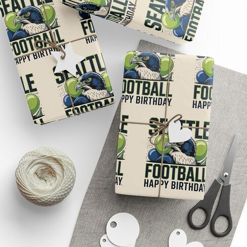 Seattle Football Happy Birthday Ultra Thick Sports Gift Wrapping Paper, Holiday Present Wrap, Christmas Gift Wrap in Saudi Arabia