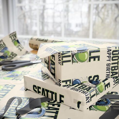 Seattle Football Happy Birthday Ultra Thick Sports Gift Wrapping Paper, Holiday Present Wrap, Christmas Gift Wrap in Saudi Arabia