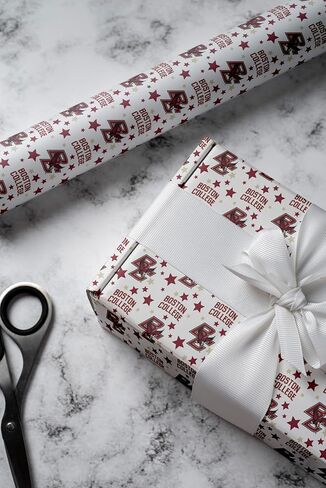ONDEMAND FAN NCAA Wrapping Paper with Spirit Starscape design (Boston College Eagles,Wrapping Paper 30" x12') in Kuwait