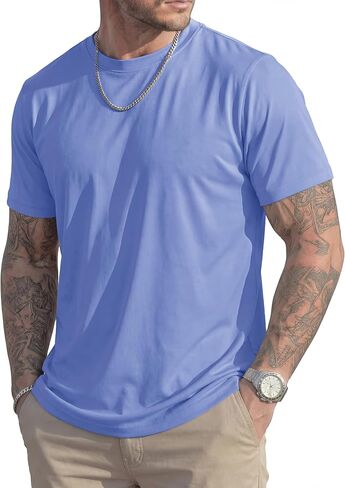 MAGCOMSEN Mens T-Shirts UPF 50+ Cooling Short Sleeve Shirts Cotton Lightweight Moisture Wicking Soft Casual Summer Tees in Saudi Arabia