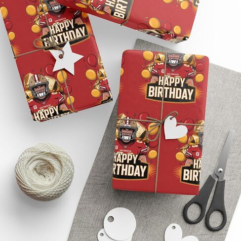 San Francisco Football Happy Birthday Ultra Thick Sports Gift Wrapping Paper, Holiday Present Wrap, Christmas Gift Wrap in Saudi Arabia
