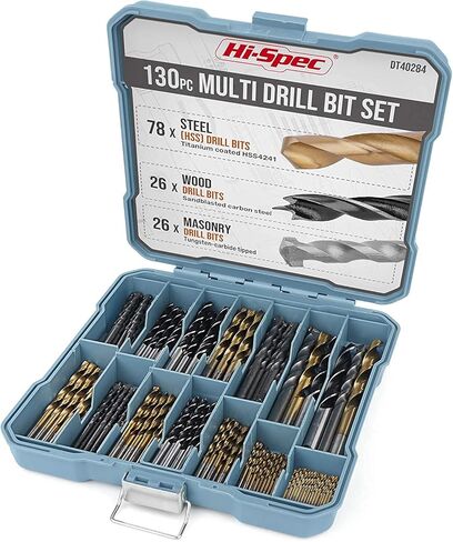 Hi-Spec Tools Drill Bit Set 99pc SAE HSS Steel for Drill Drivers - 1/16 to 3/8" Drill Bits for Metal, Plastics, Wood, Drywall - Complete Bits Sets with Storage Holder Case in Kuwait